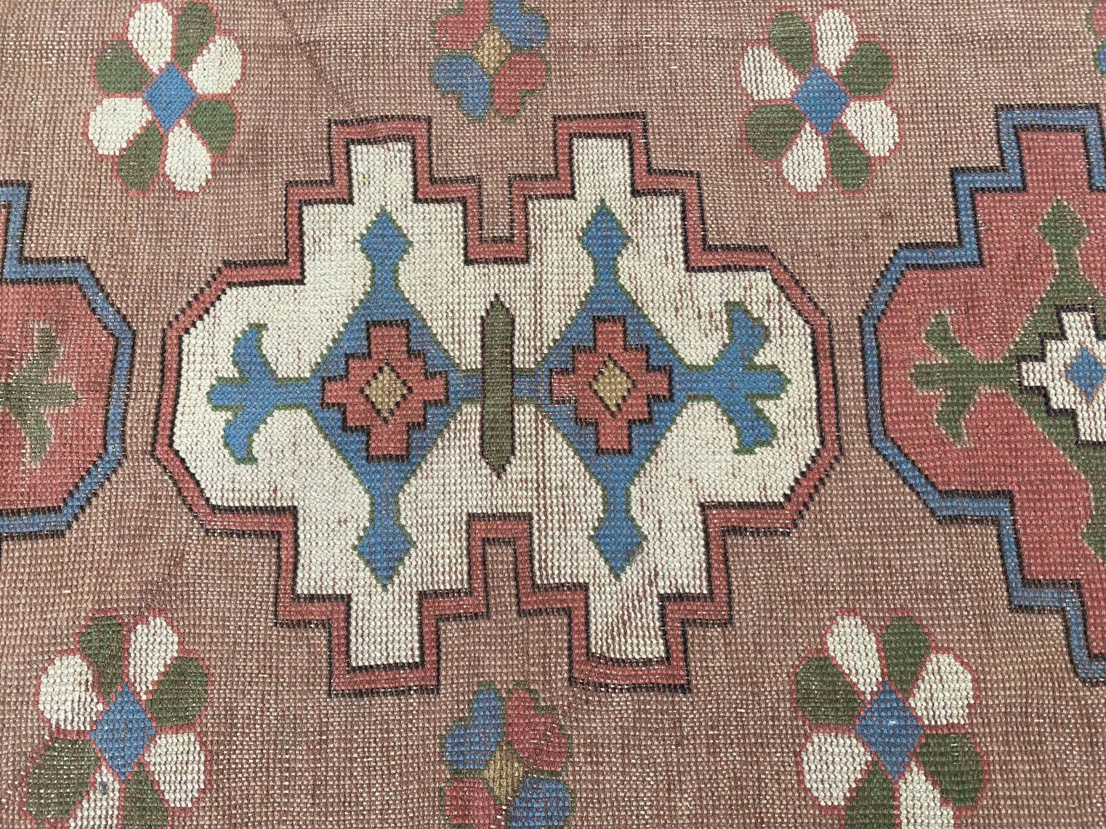 Turkish Kurdish Vintage Rug | 4.3 x 6.5 ft | Hand-knotted Anatolian Tribal Geometric