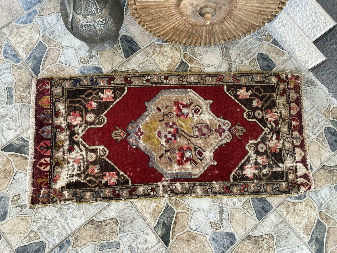 Handmade Turkish Vintage Rug | 1970s Tribal Wool Farmhouse Antique Small Carpet