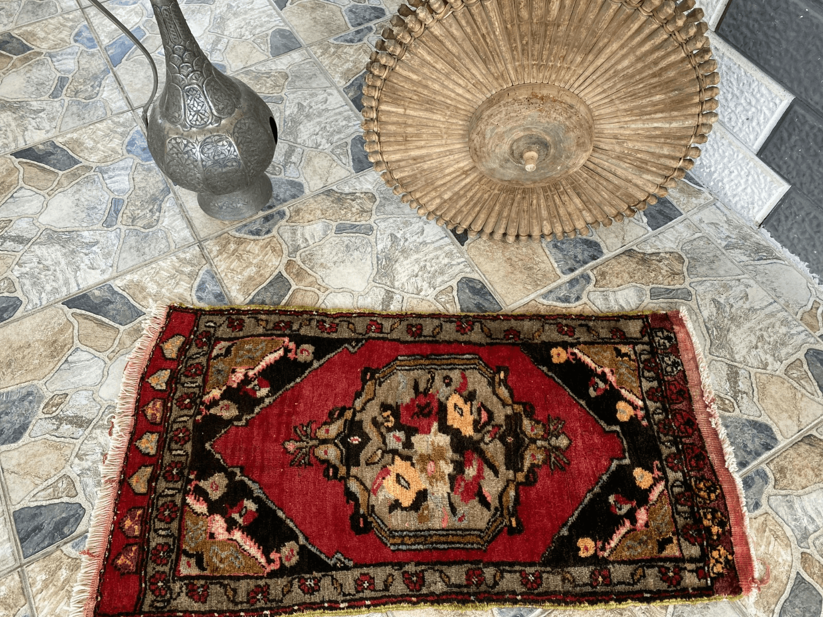 Vintage Rug | Turkish 1970s Handmade Tribal Wool Farmhouse Antique Small Carpet