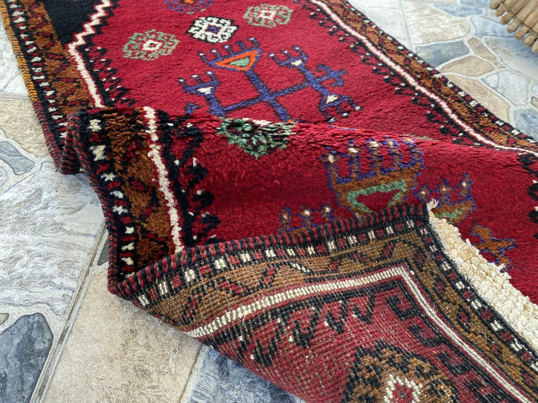Pre 1970’s ANTIQUE KURDISH FARMHOUSE RUG - GEOMETRIC TRIBAL TURKISH VINTAGE