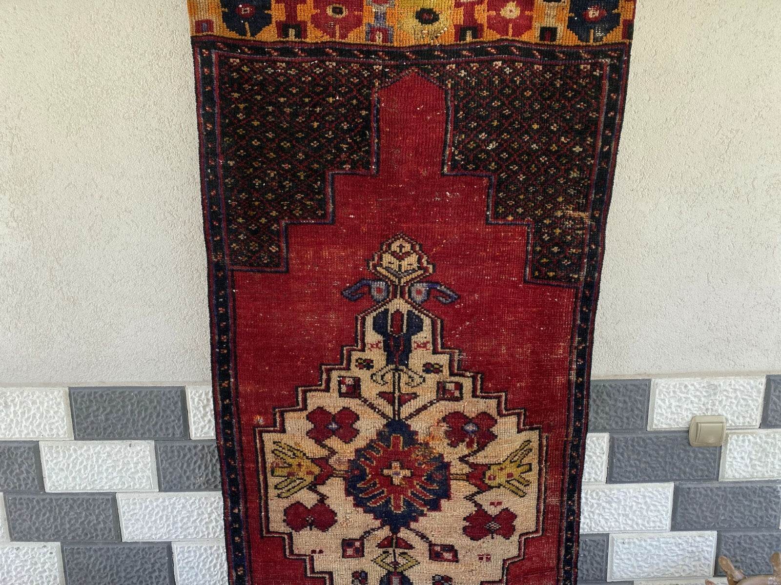 Vintage Turkish Anatolian Rug | 3 x 7.15 ft | Farmhouse Hand-Knotted Wool Carpet