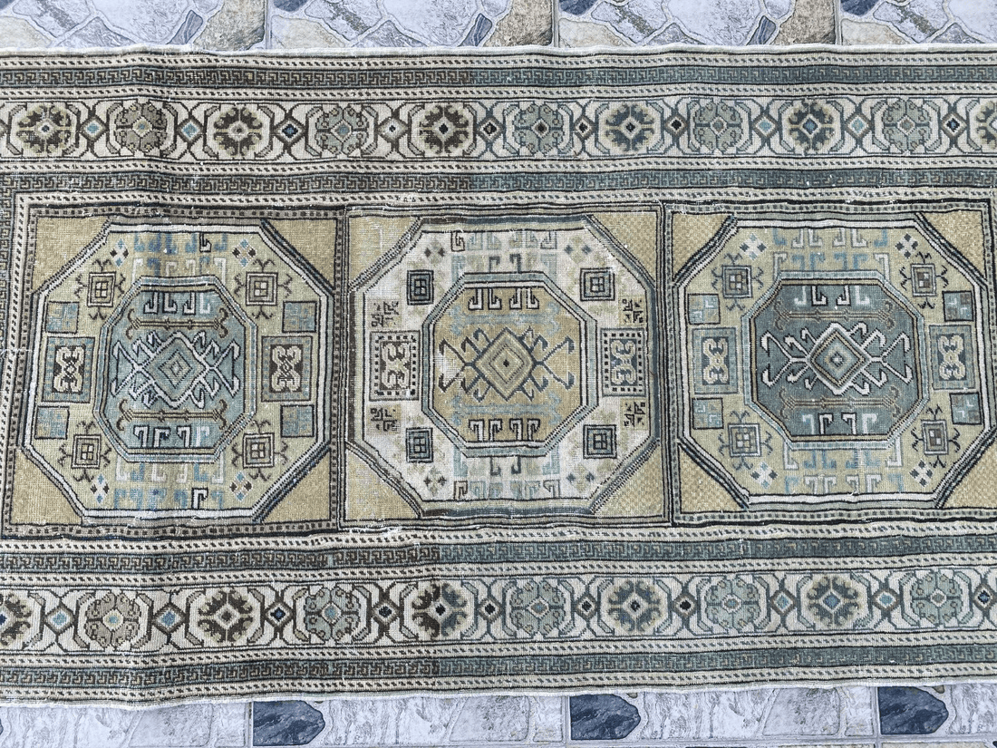 Vintage Turkish Oushak Rug - 3.2x6.1 Paste Handmade Wool Antique Tribal Area Rug