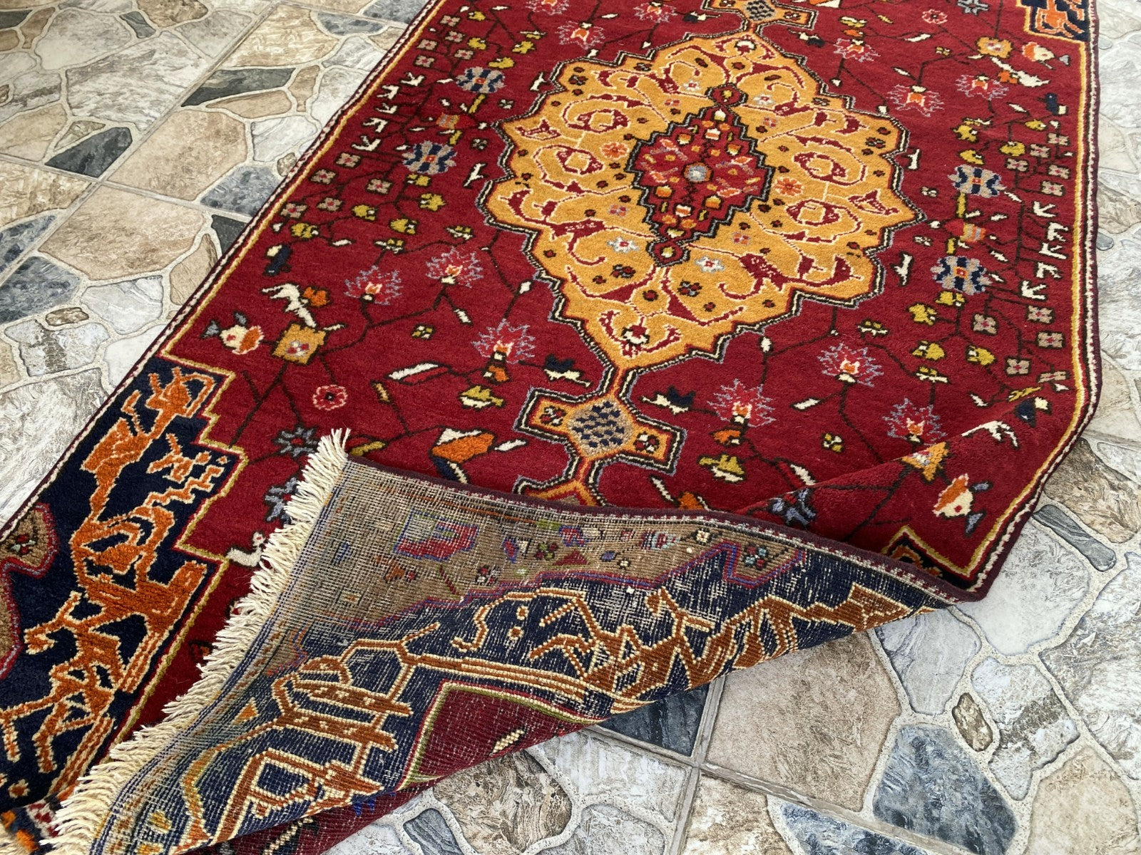 Vintage Turkish Runner Rug | 3.2 x 7.0 ft | Traditional Geometric Runner