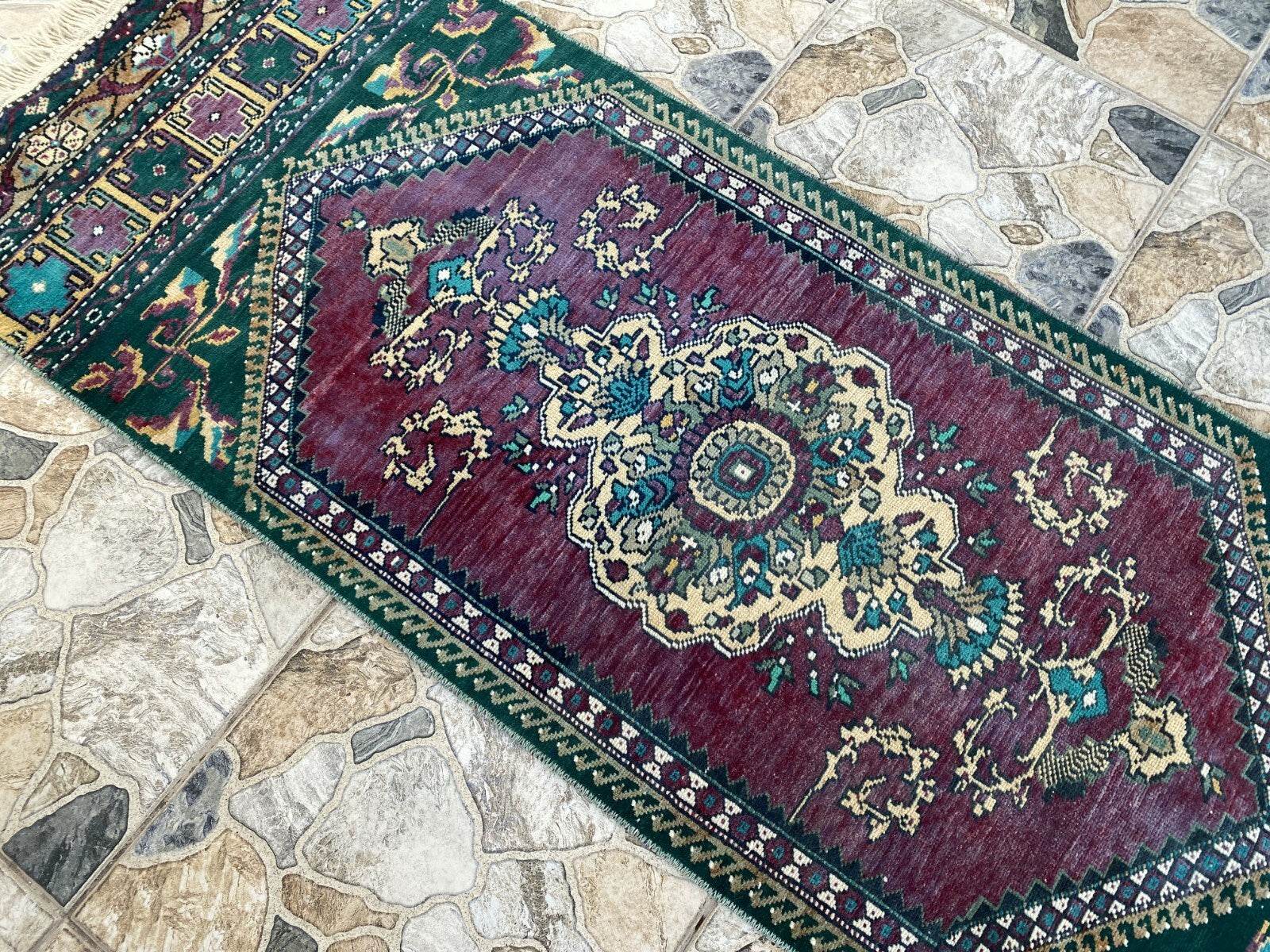 Handmade Turkish Vintage Rug | 1960s Tribal Wool Farmhouse Antique Runner Carpet