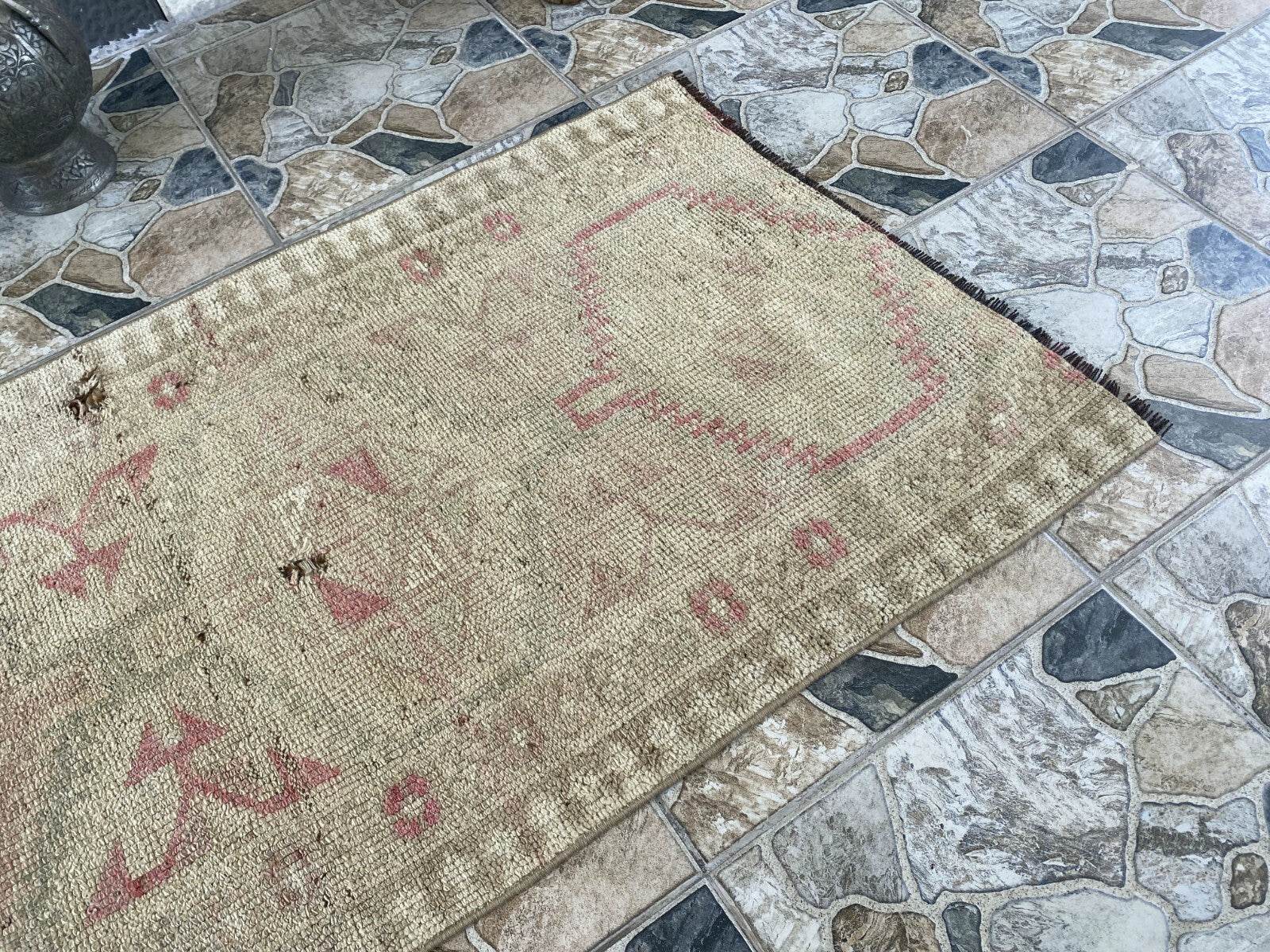 Vintage Rug | Wool Runner Antique Farmhouse Anatolian Handmade Turkish Rug 2x6ft