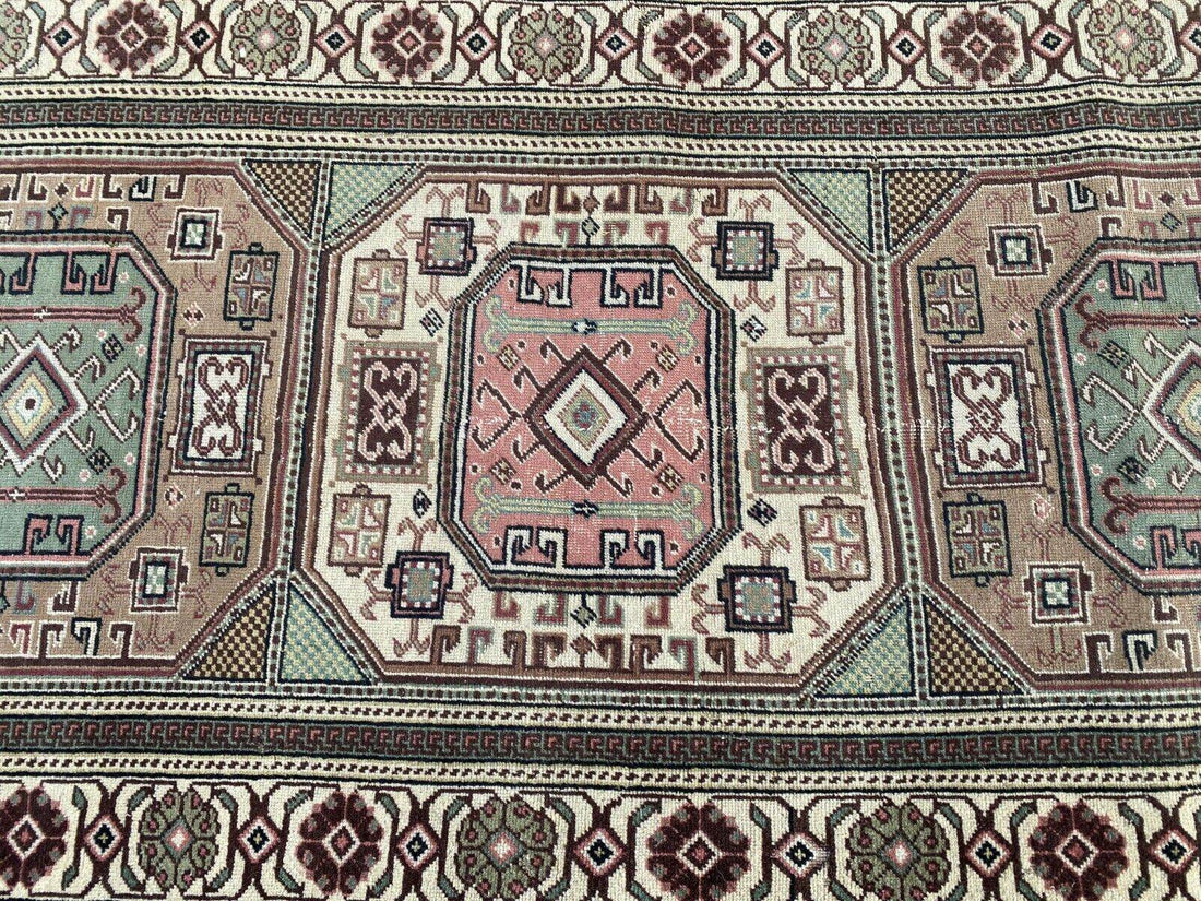Geometric Turkish Vintage Rug, Vintage Anatolian Kazakh Motif Village Rug 3x6 ft