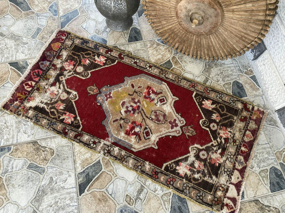 Handmade Turkish Vintage Rug | 1970s Tribal Wool Farmhouse Antique Small Carpet