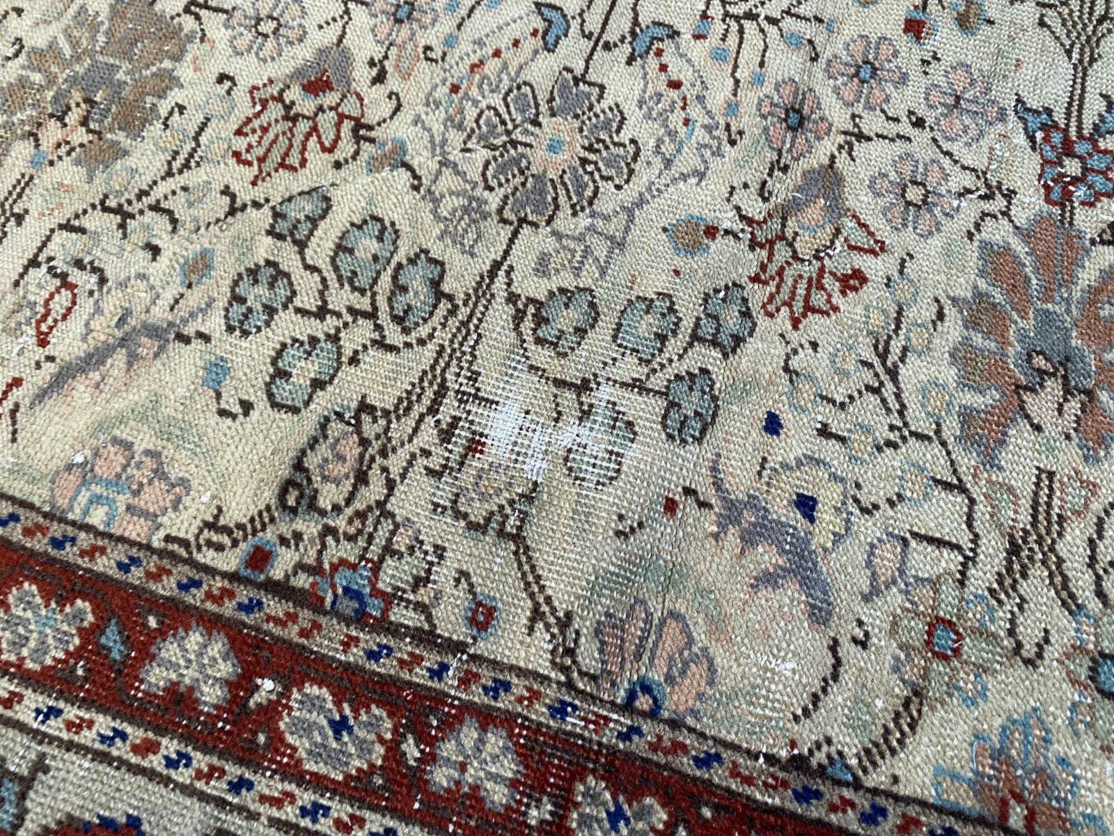 Vintage Anatolian Area Rug | 4.5x6.8 ft Antique Turkish Oushak | Faded Farmhouse