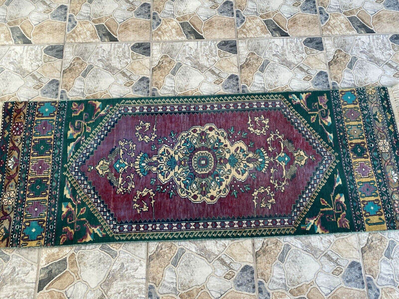 Handmade Turkish Vintage Rug | 1960s Tribal Wool Farmhouse Antique Runner Carpet