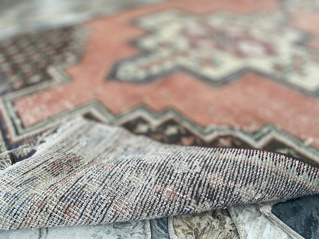 Geometric Turkish Vintage Rug,Farmhouse Vintage Anatolian Village Rug 3.6x7.8 ft