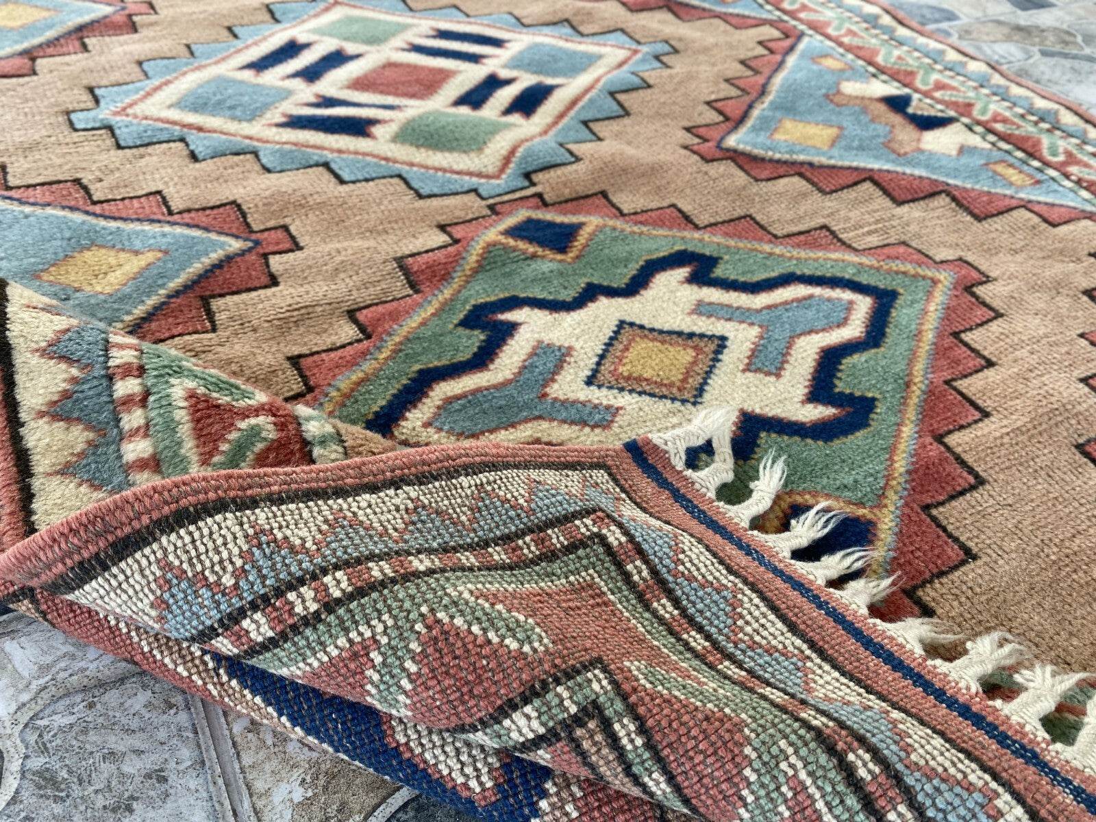 Vintage Kurdish Wool Rug - Handmade Bohemian Turkish Farmhouse Area Rug 4x7 ft