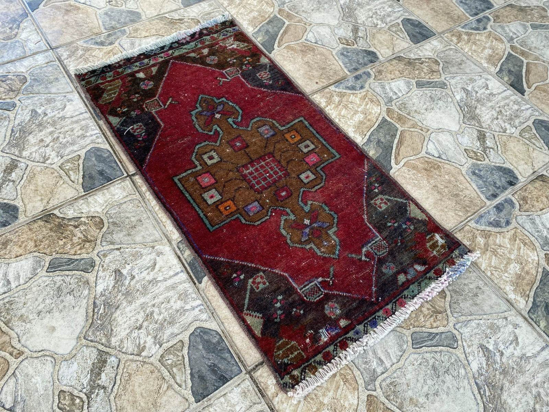 Handmade Turkish Vintage Rug | 1970s Tribal Wool Farmhouse Antique Small Carpet
