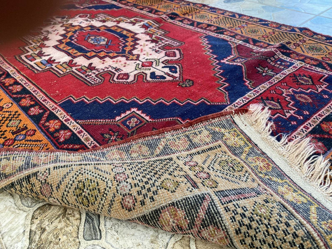 Vintage Turkish Oushak Rug | Hand-Knotted Wool Anatolian Tribal Carpet 4 x 6 ft