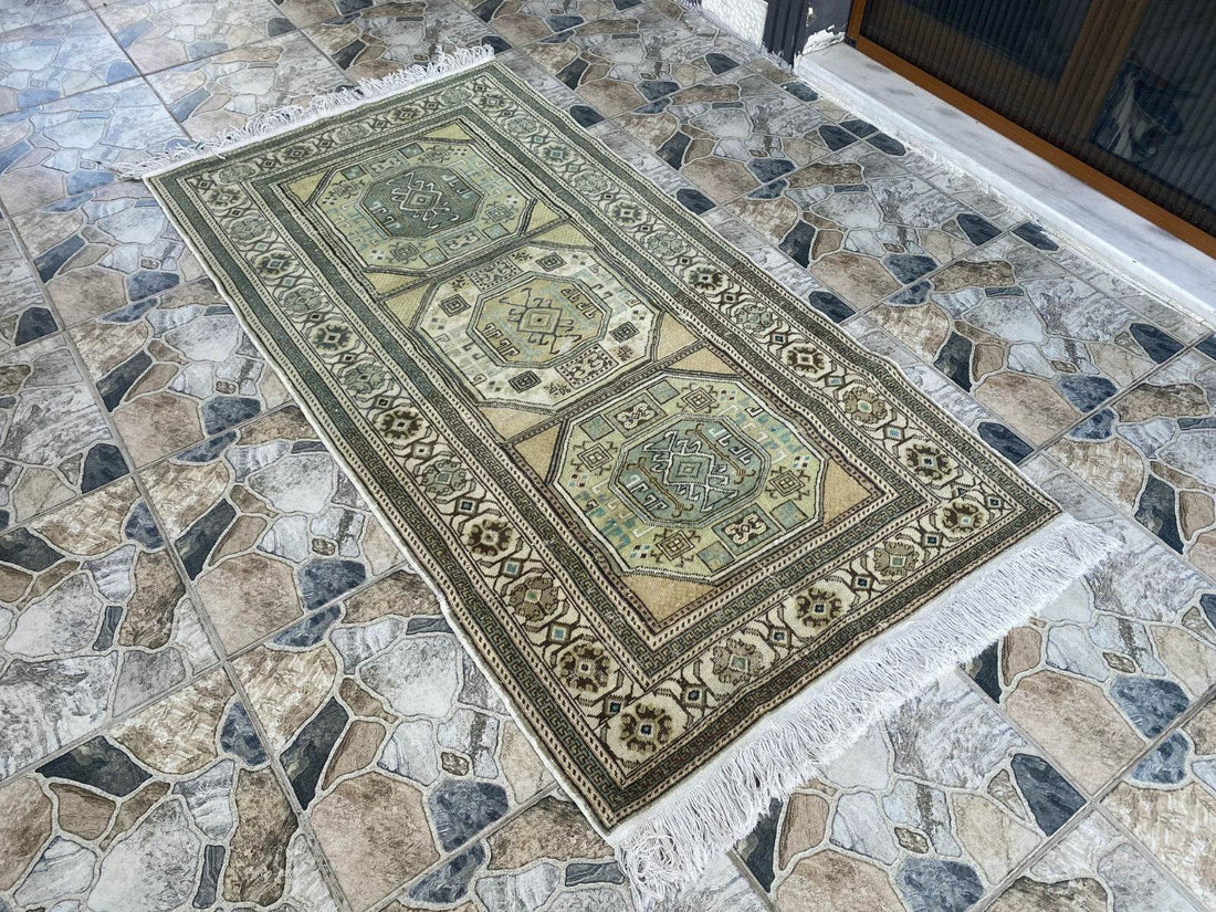 Vintage Turkish Oushak Rug - 3.2x6.1 Paste Handmade Wool Antique Tribal Area Rug