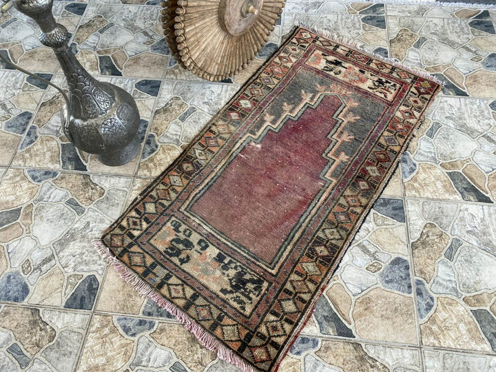 Handmade Turkish Vintage Rug | 1980s Tribal Wool Farmhouse Antique Small Carpet