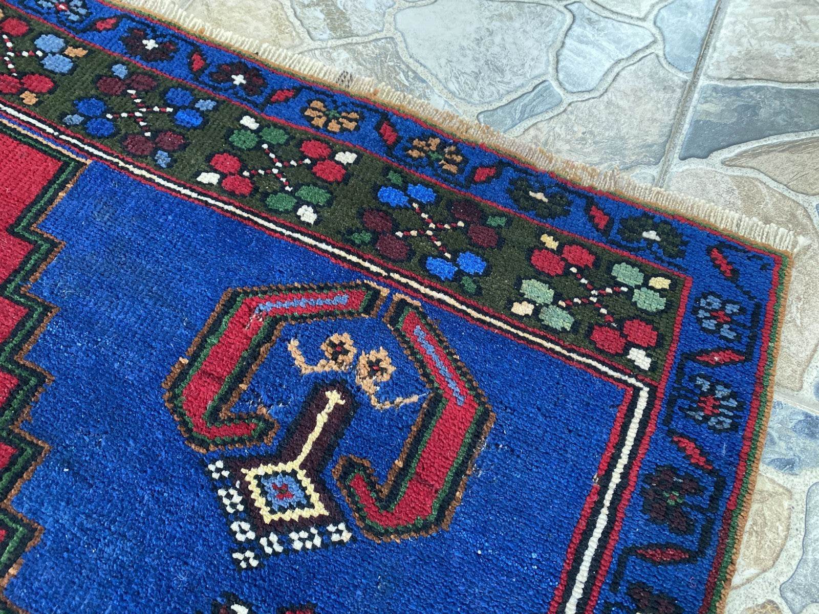 Vintage Rug | Wool Area Antique Farmhouse Anatolian Handmade Turkish Rug 4x7ft