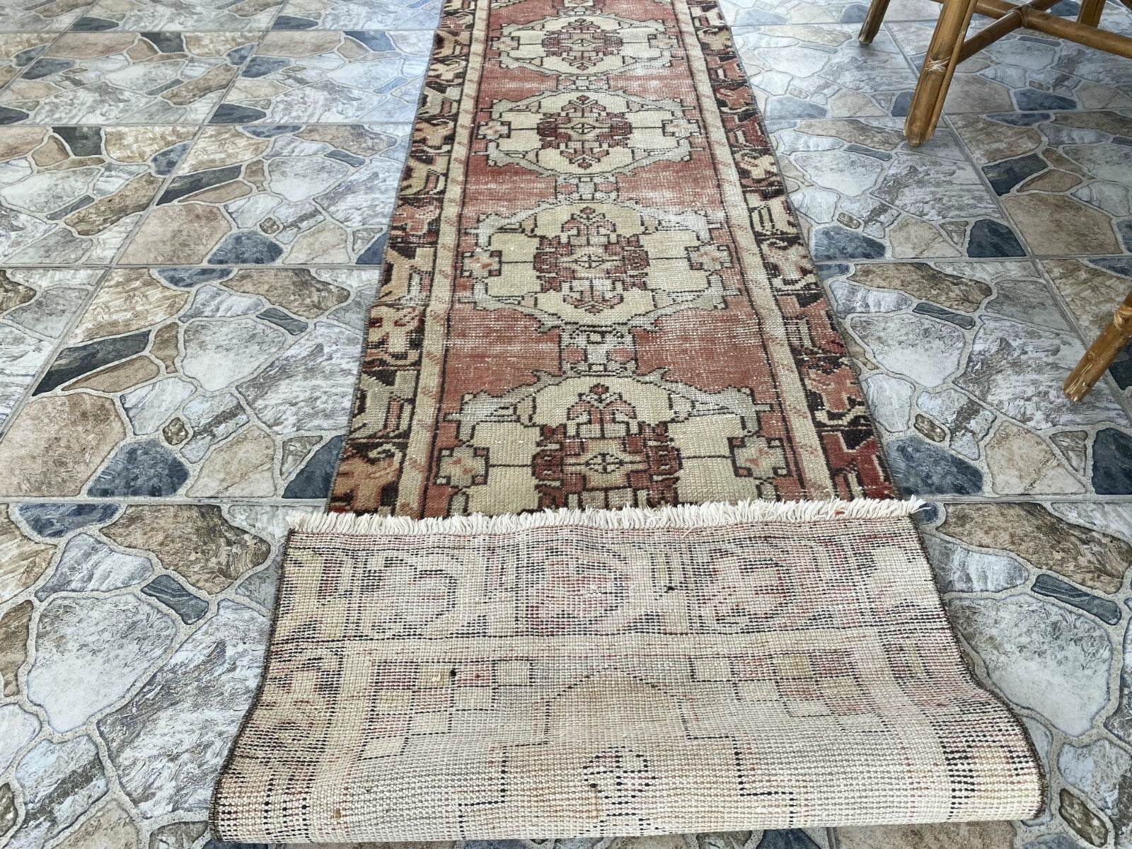 Vintage Rug | Wool Runner Antique Farmhouse Anatolian Handmade Turkish Rug 2x9ft