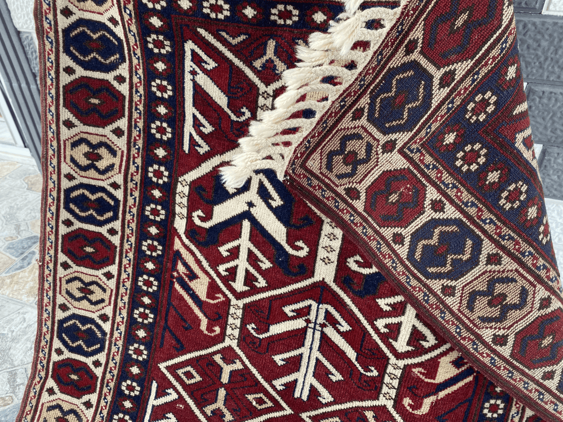 Vintage Turkish Wool Rug - 3.4x5.8 | Hand-Knotted 1980s Oushak Anatolian Tribal