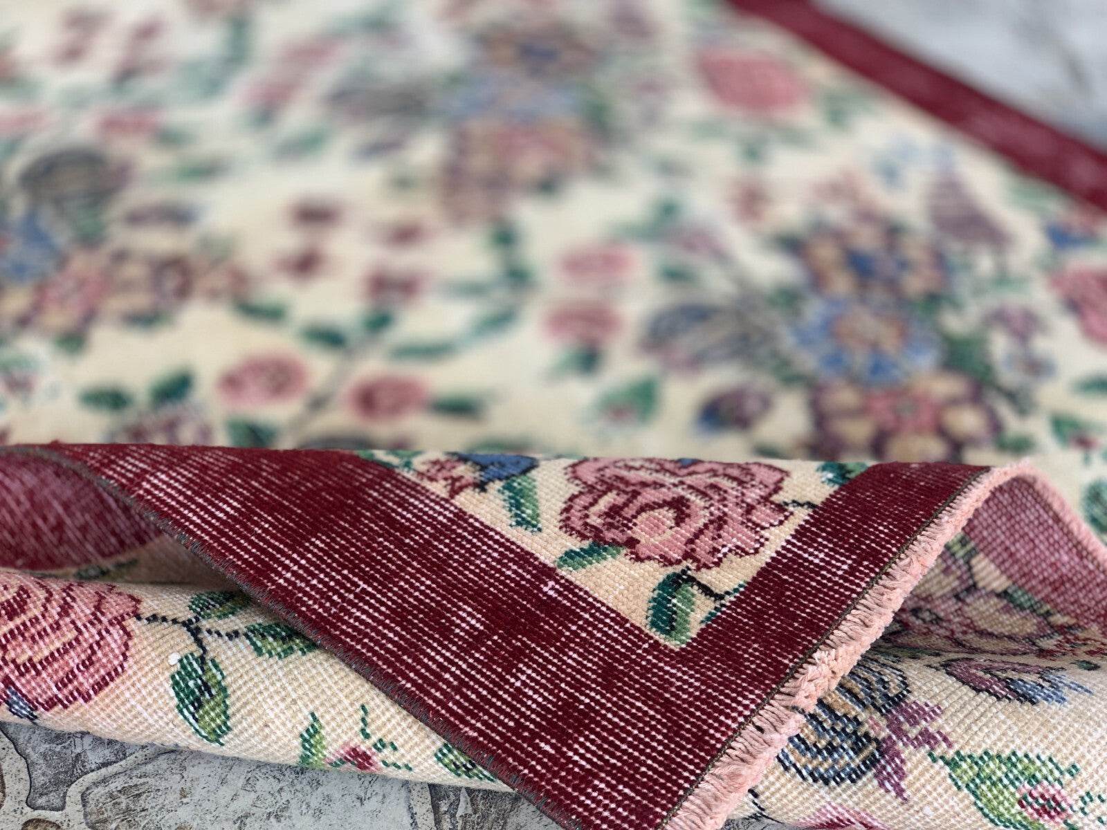 Vintage Turkish Rug | Oushak Handmade Wool Farmhouse Carpet Antique 3.3 x 5.2 ft