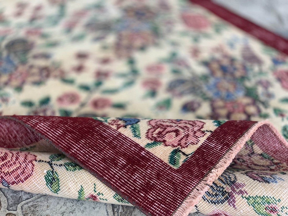 Vintage Turkish Rug | Oushak Handmade Wool Farmhouse Carpet Antique 3.3 x 5.2 ft