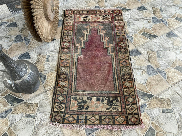 Handmade Turkish Vintage Rug | 1980s Tribal Wool Farmhouse Antique Small Carpet