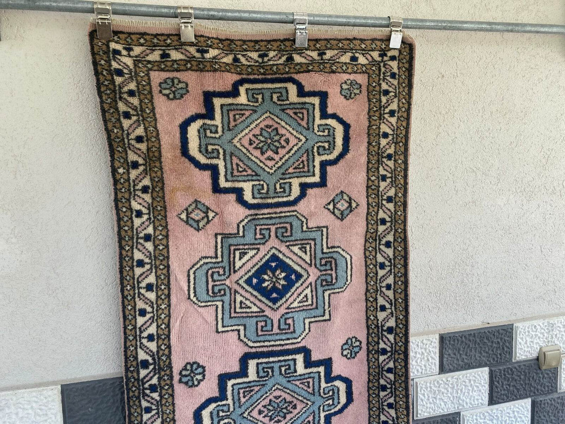 Vintage Rug | Farmhouse Antique Wool Anatolian Runner Handmade Turkish 2.7x6.3ft