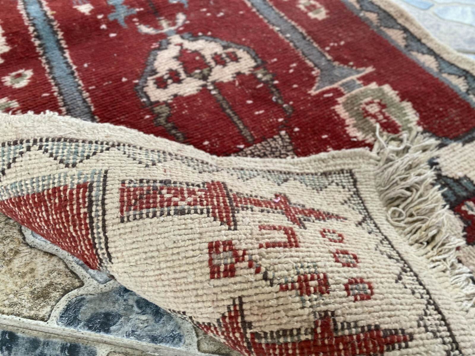 Vintage Turkish Small Prayer Rug | 2.26 x 4.10 ft | 1970s Hand-Knotted Wool Rug