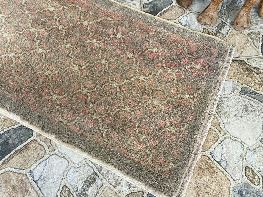 Vintage Hand-knotted Rug | Tribal Wool Farmhouse Antique 1980s Turkish Small Rug