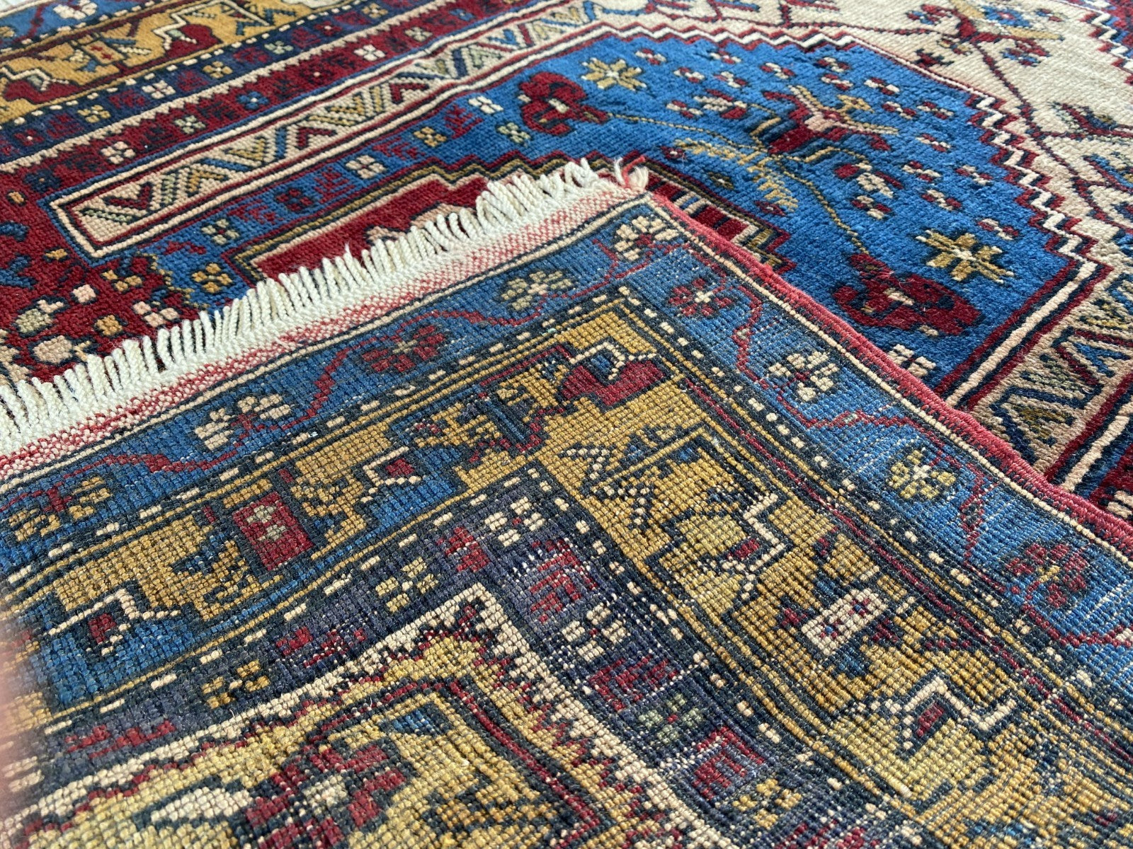 Vintage Hand-Knotted Turkish Area Rug | 3.4 x 4.7 ft | Classic Red Medallion Rug