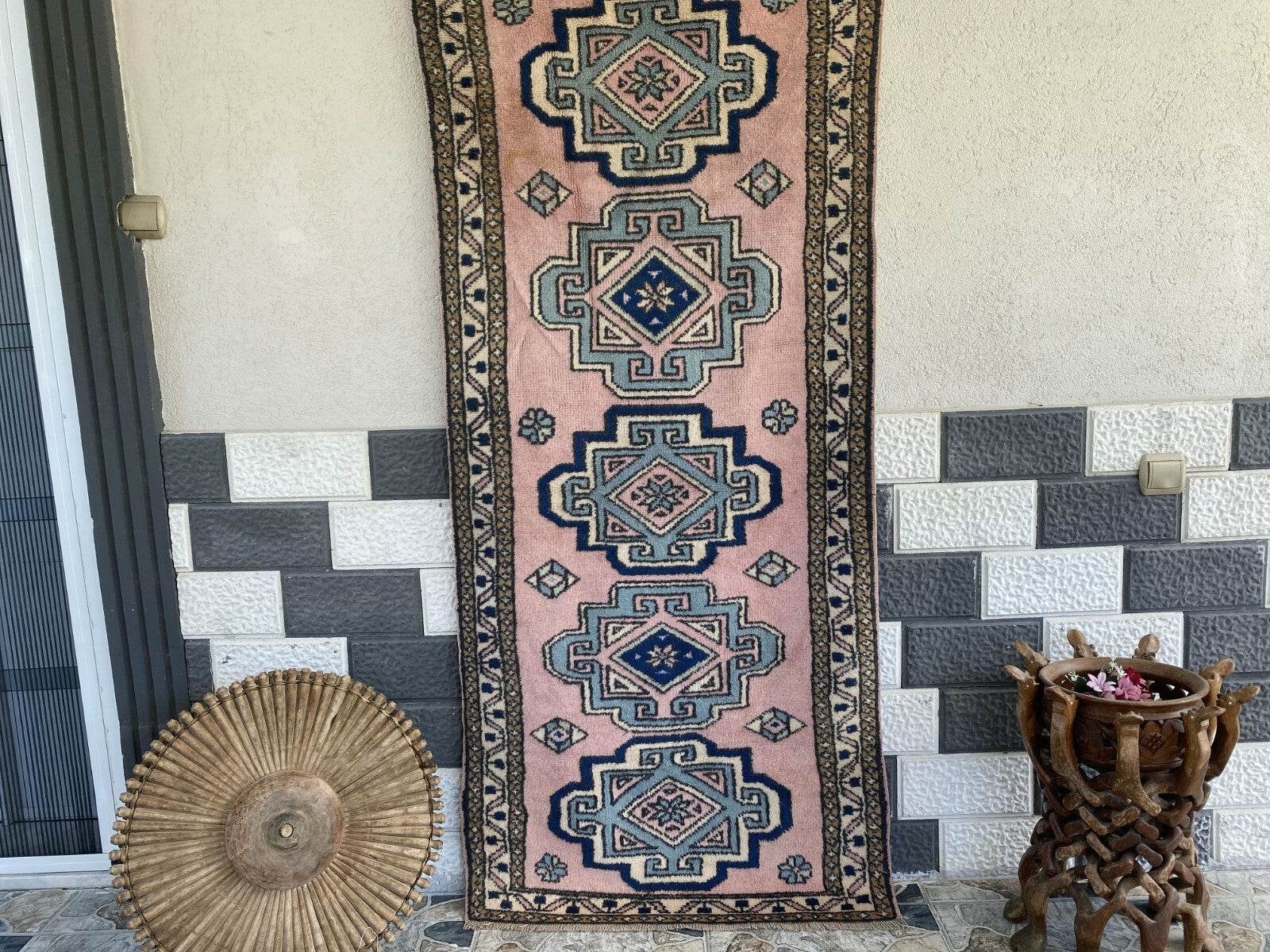 Vintage Rug | Farmhouse Antique Wool Anatolian Runner Handmade Turkish 2.7x6.3ft
