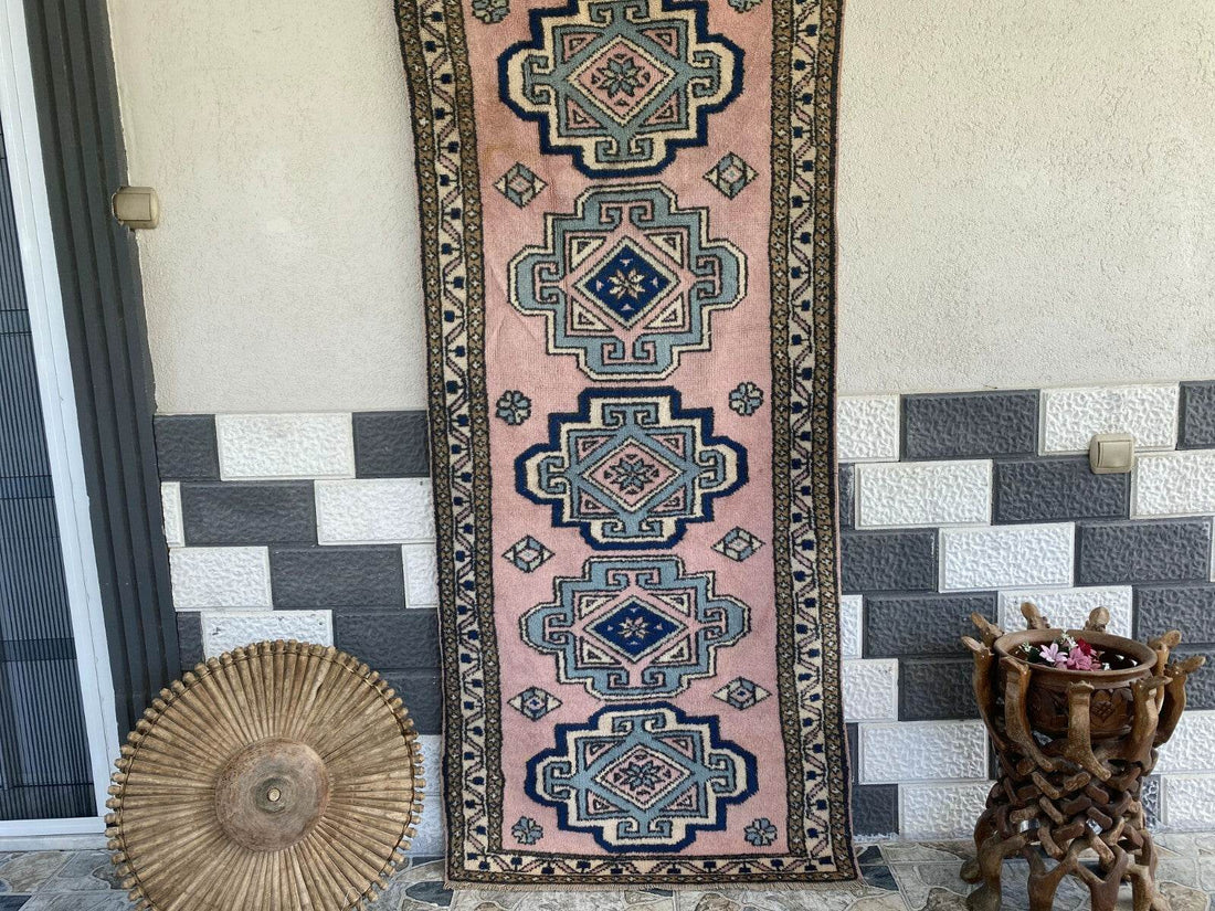 Vintage Rug | Farmhouse Antique Wool Anatolian Runner Handmade Turkish 2.7x6.3ft