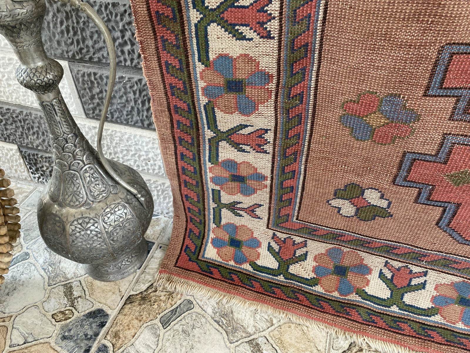 Turkish Kurdish Vintage Rug | 4.3 x 6.5 ft | Hand-knotted Anatolian Tribal Geometric