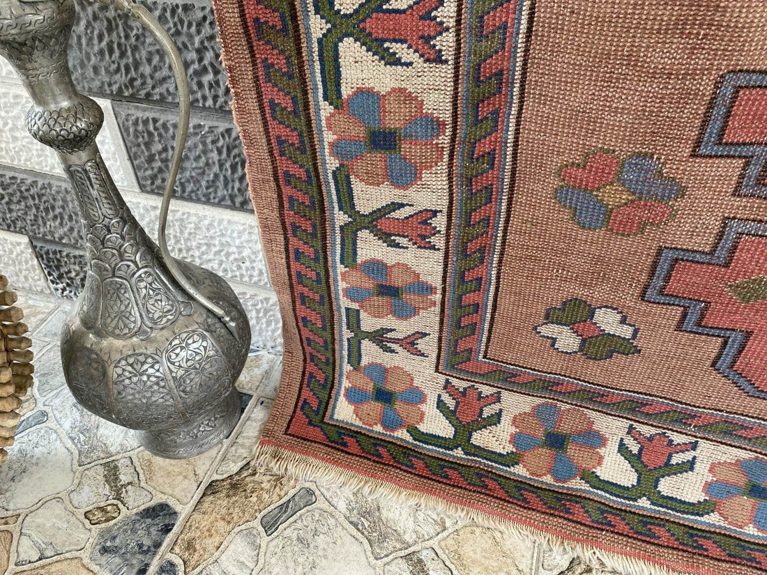 Turkish Kurdish Vintage Rug | 4.3 x 6.5 ft | Hand-knotted Anatolian Tribal Geometric