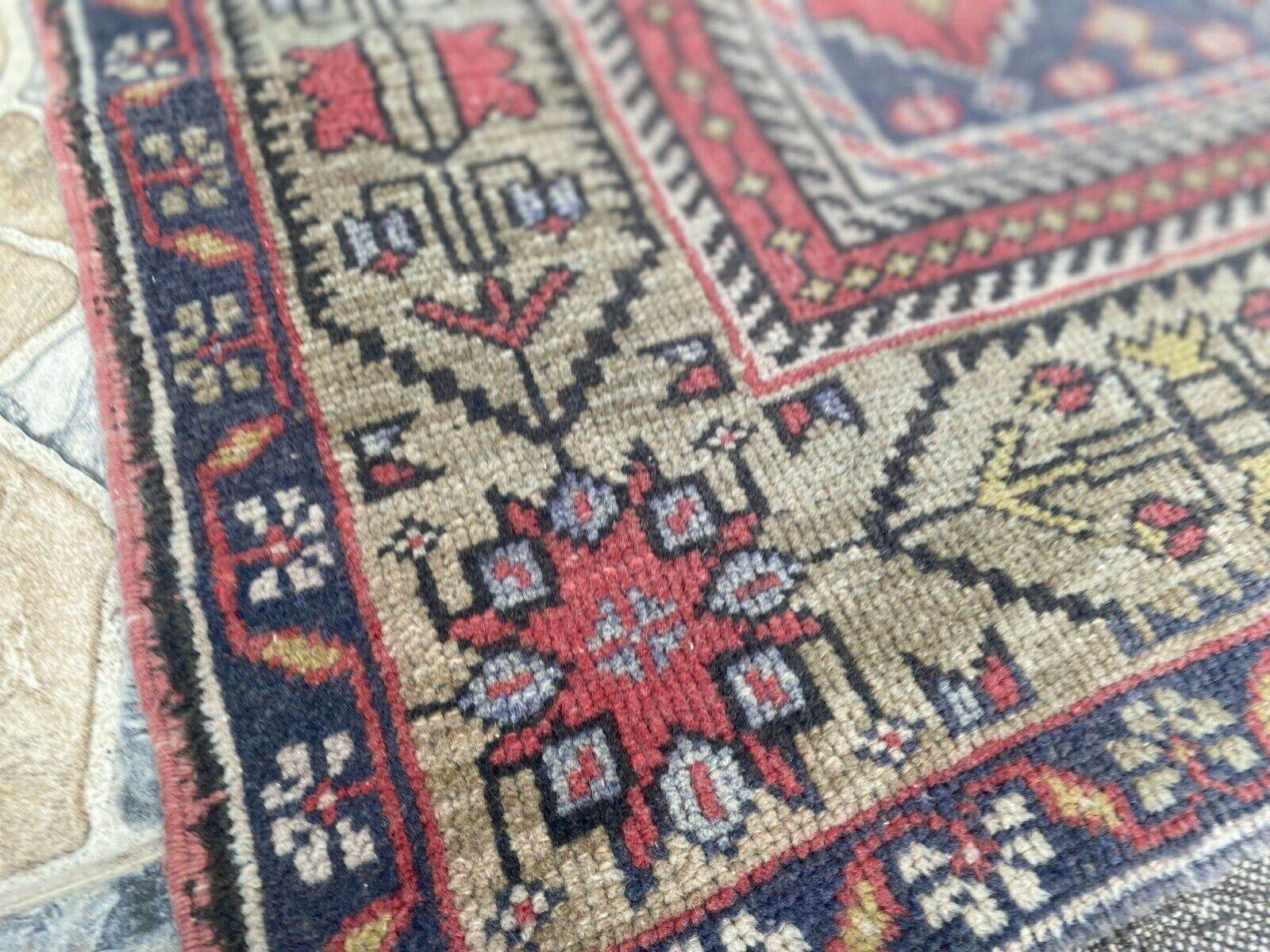 Vintage Turkish Oushak Rug, 5.0x9.7 ft Red Handmade Wool Antique Tribal Area Rug