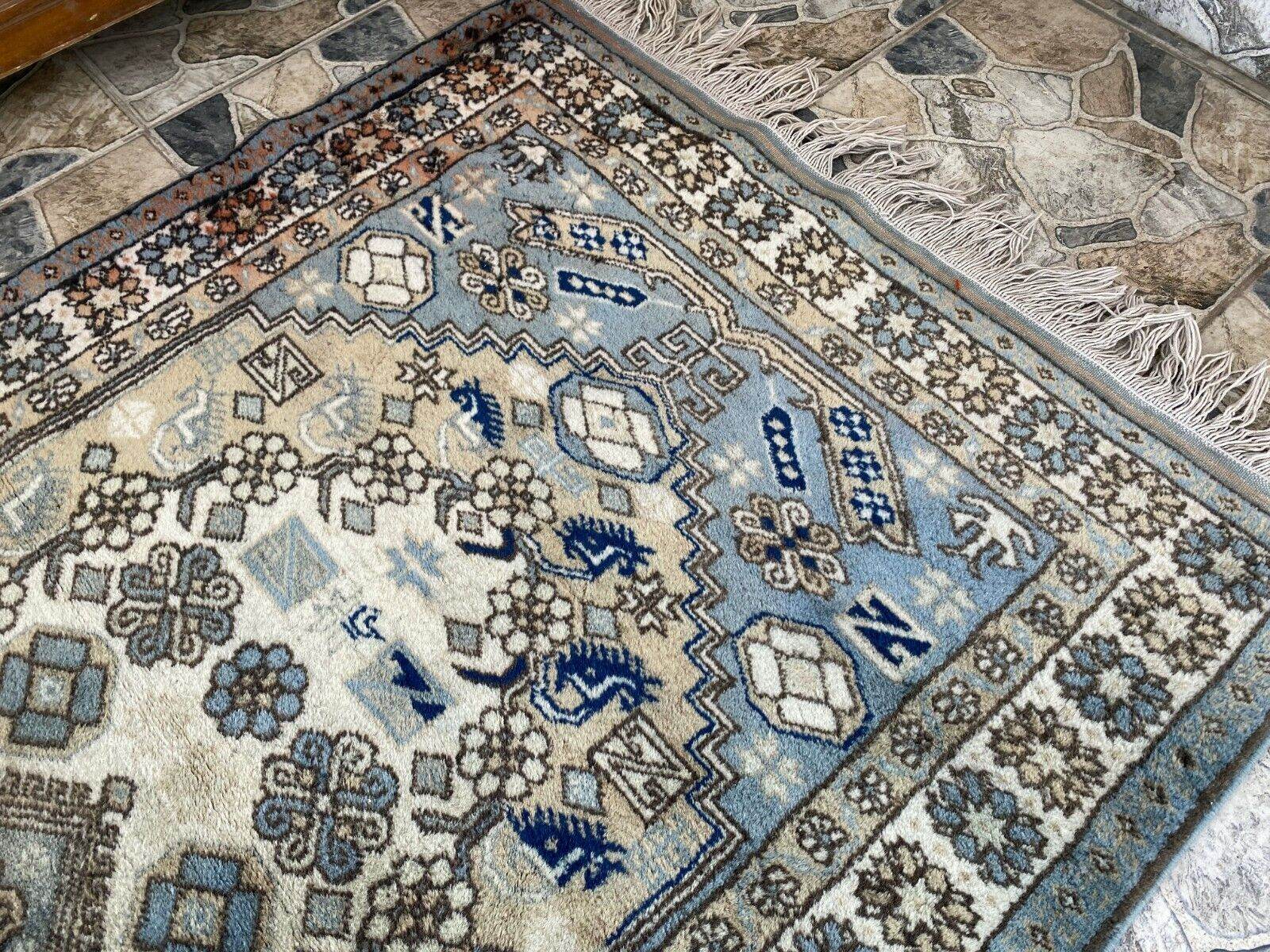 Vintage 1990s Turkish Oushak Rug | Geometric Handwoven Wool Carpet 3'5'' x 6'3''