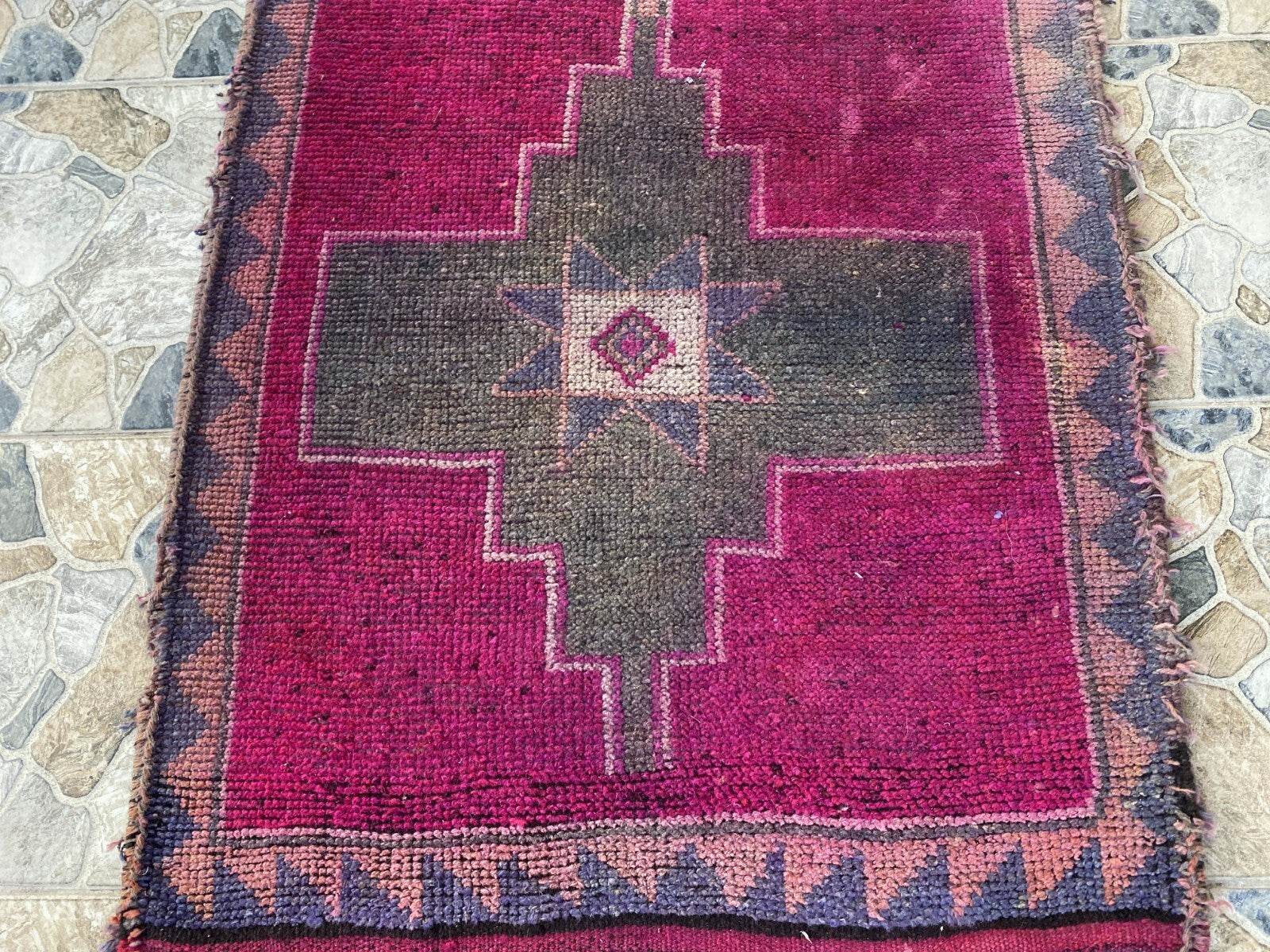 Kurdish Vintage Rug | Handmade Wool 1960s Farmhouse Tribal Antique Runner Carpet