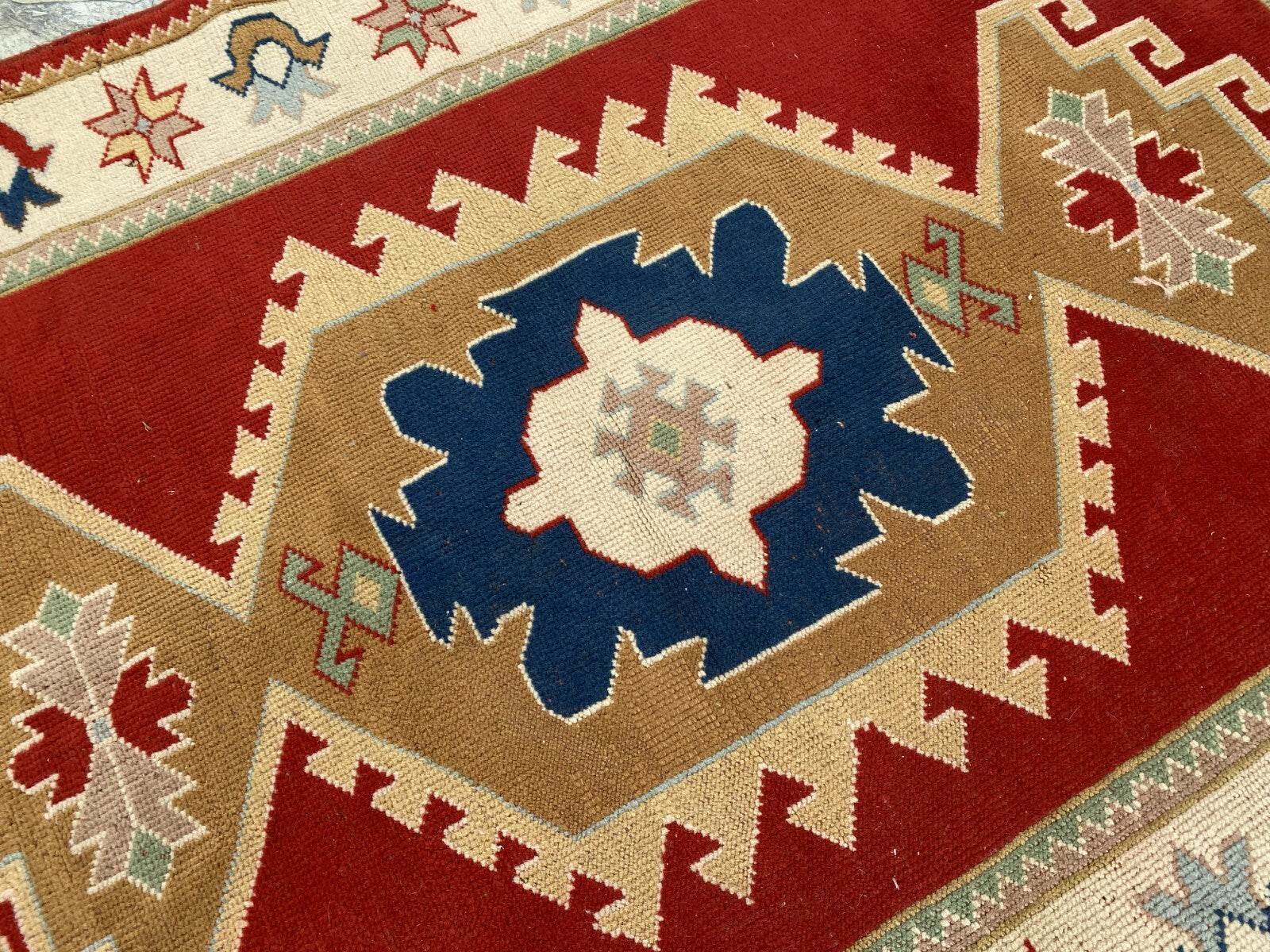 Geometric Turkish Vintage Rug,Farmhouse Handmade Anatolian Village Rug 4.2x6.2ft