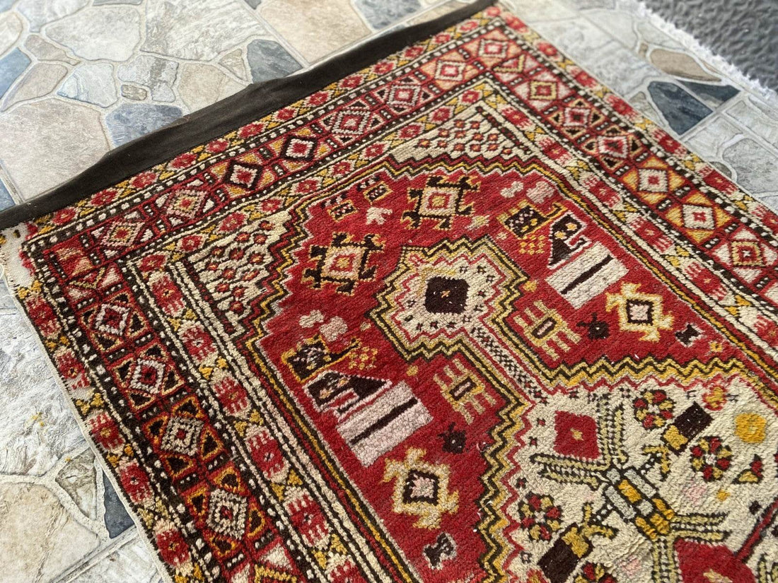 Vintage Oushak Turkish Rug, Antique Tribal Handmade Wool Farmhouse 1950s 2.8x5.3