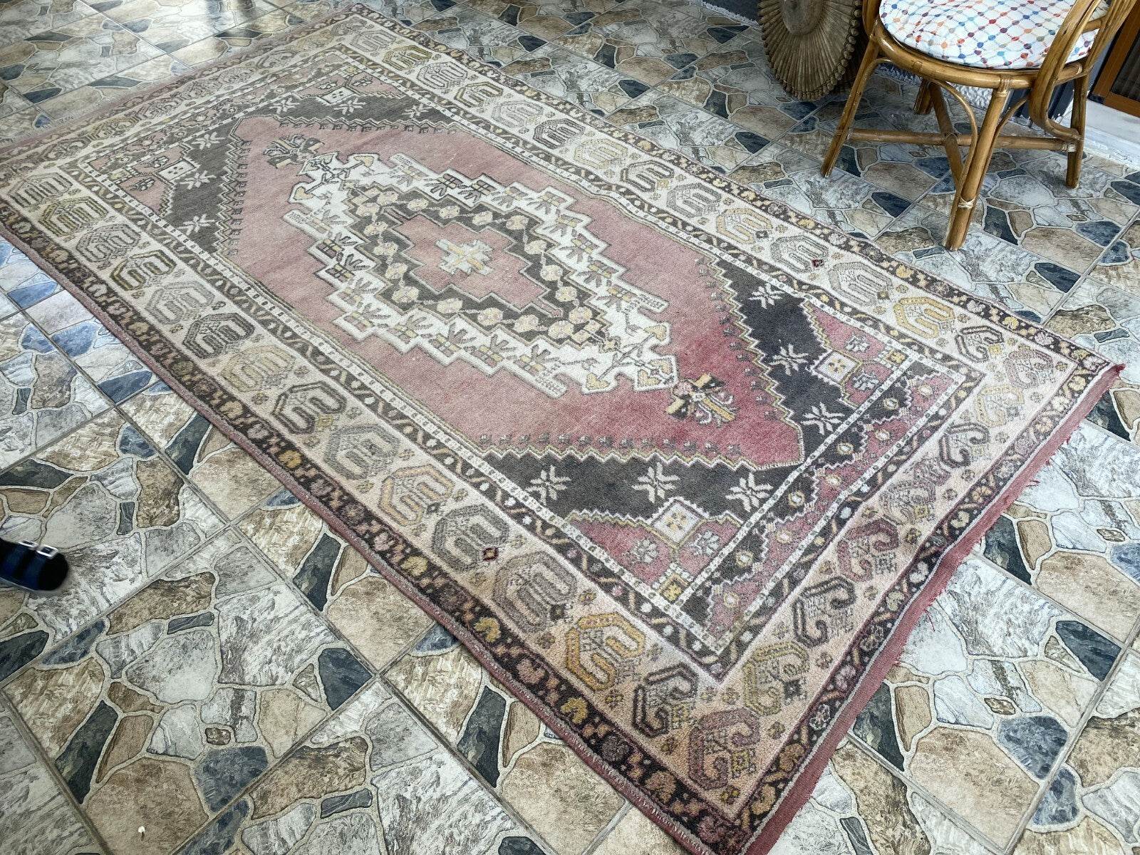 Vintage Turkish Anatolian Rug | 4.7 x 8.7 ft | Hand-Knotted Wool Tribal Carpet