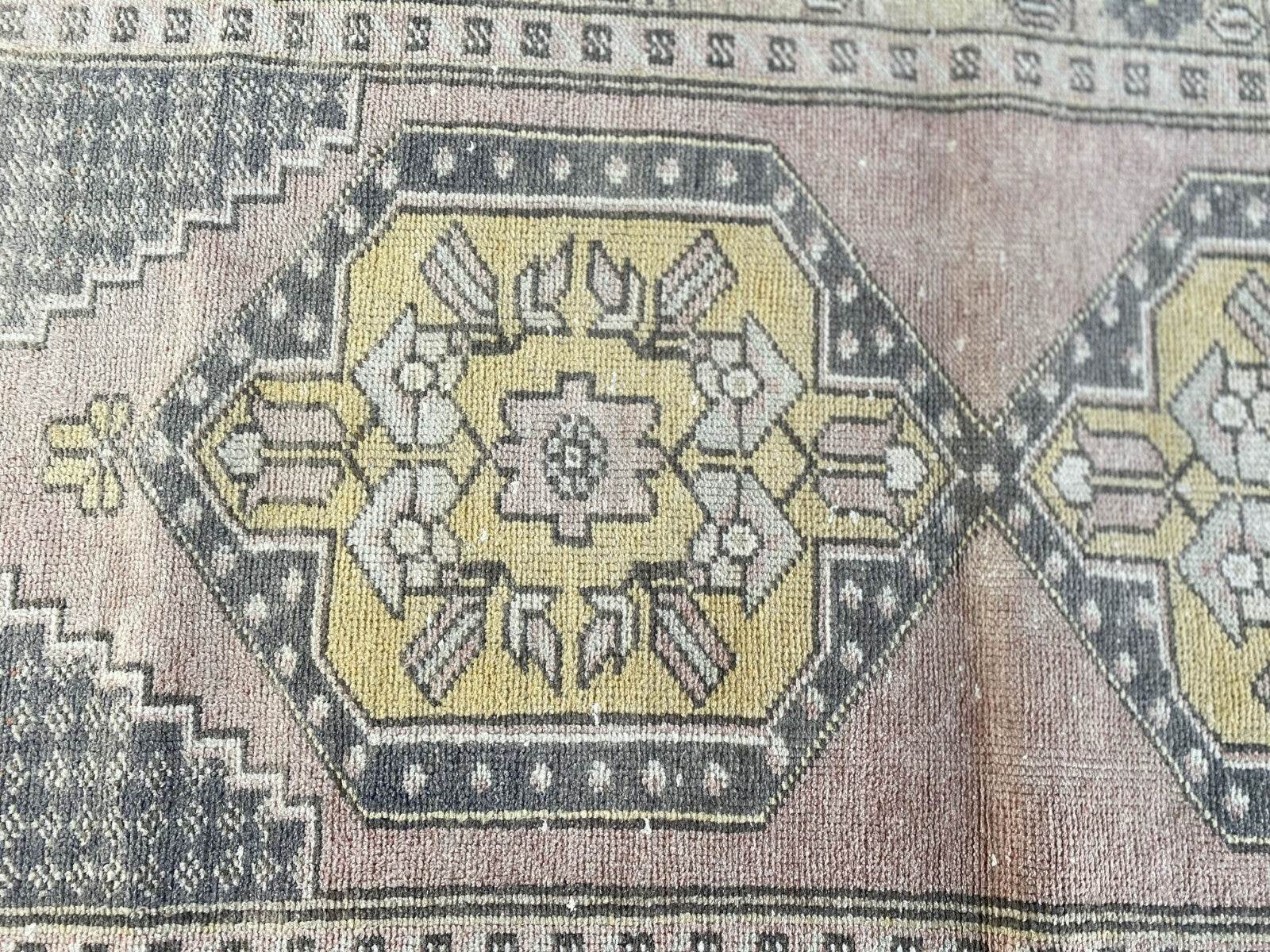 Geometric Turkish Vintage Rug | Handwoven Anatolian Area 1960s Wool Authentic