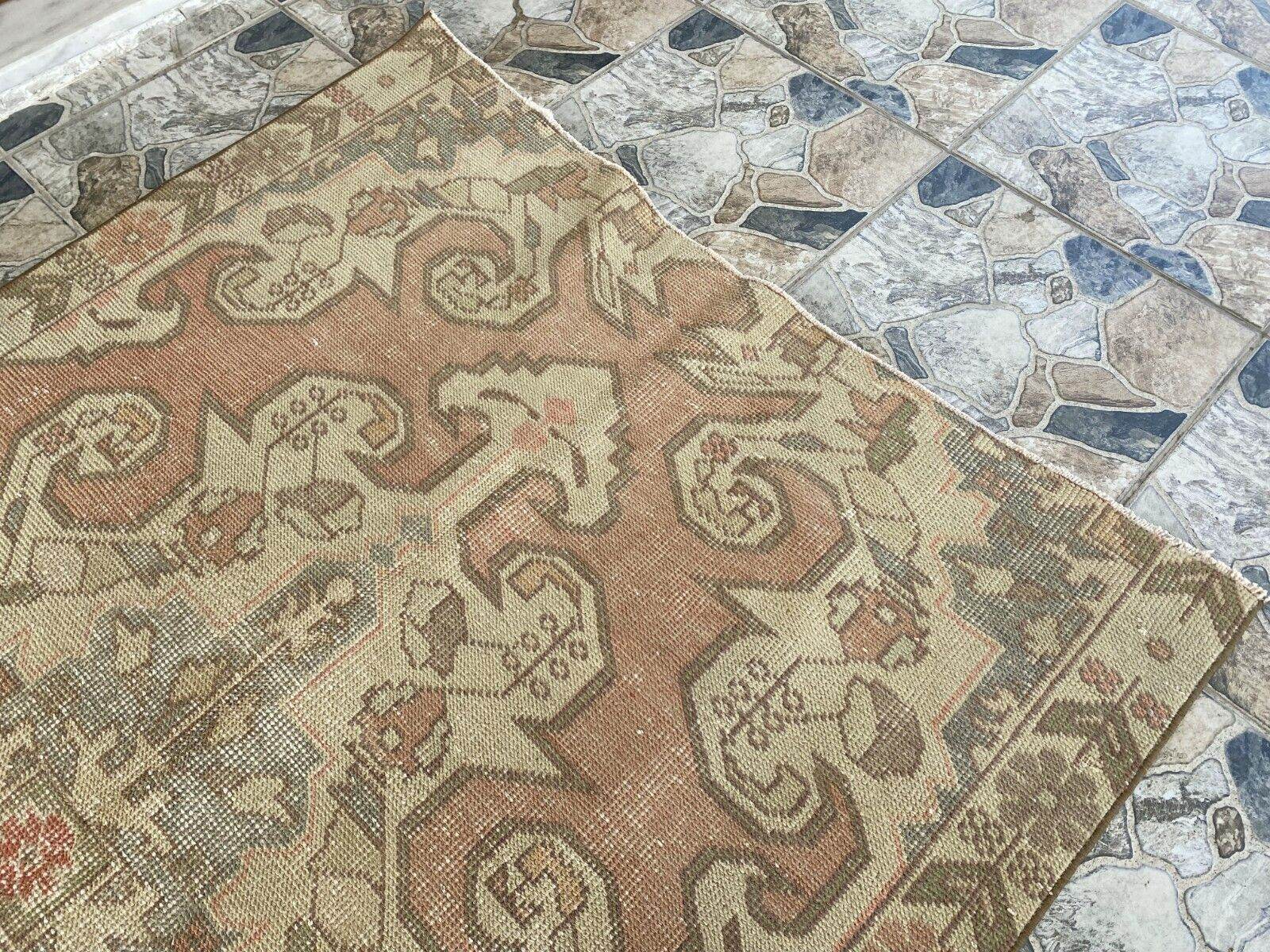 Vintage Rug | Antique Wool Farmhouse Anatolian Area Handmade Turkish 4.3x6.8ft
