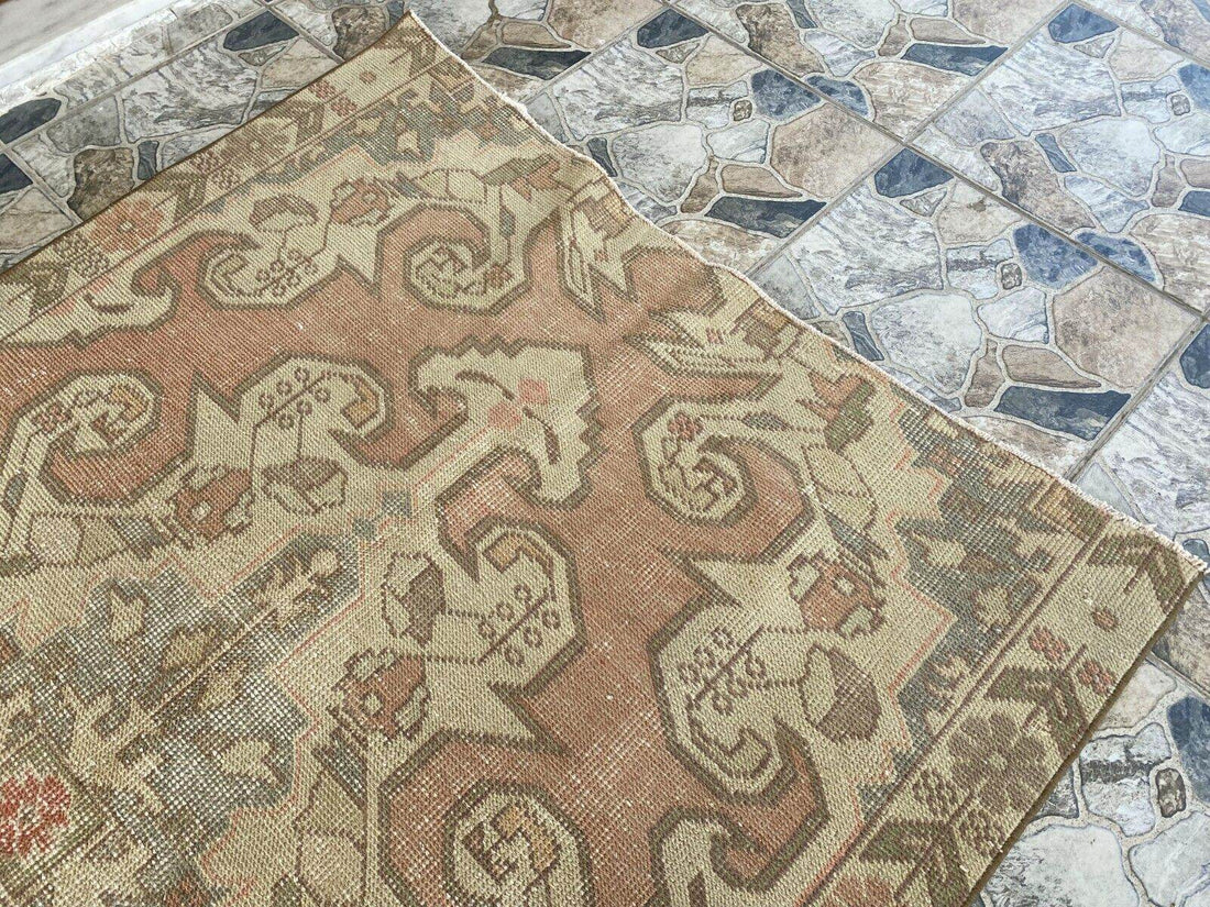 Vintage Rug | Antique Wool Farmhouse Anatolian Area Handmade Turkish 4.3x6.8ft