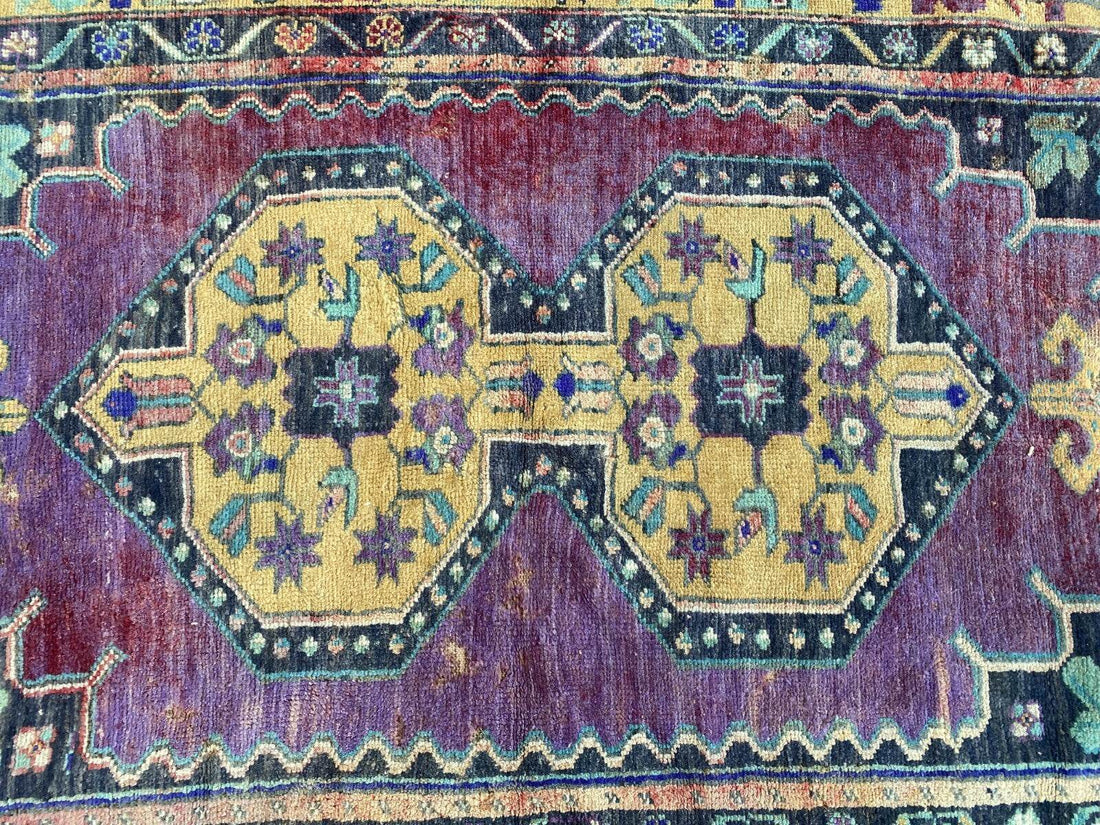 Vintage Turkish Anatolian Rug | 3.9 x 7.1 ft | Hand-Knotted Rug Wool Area Carpet