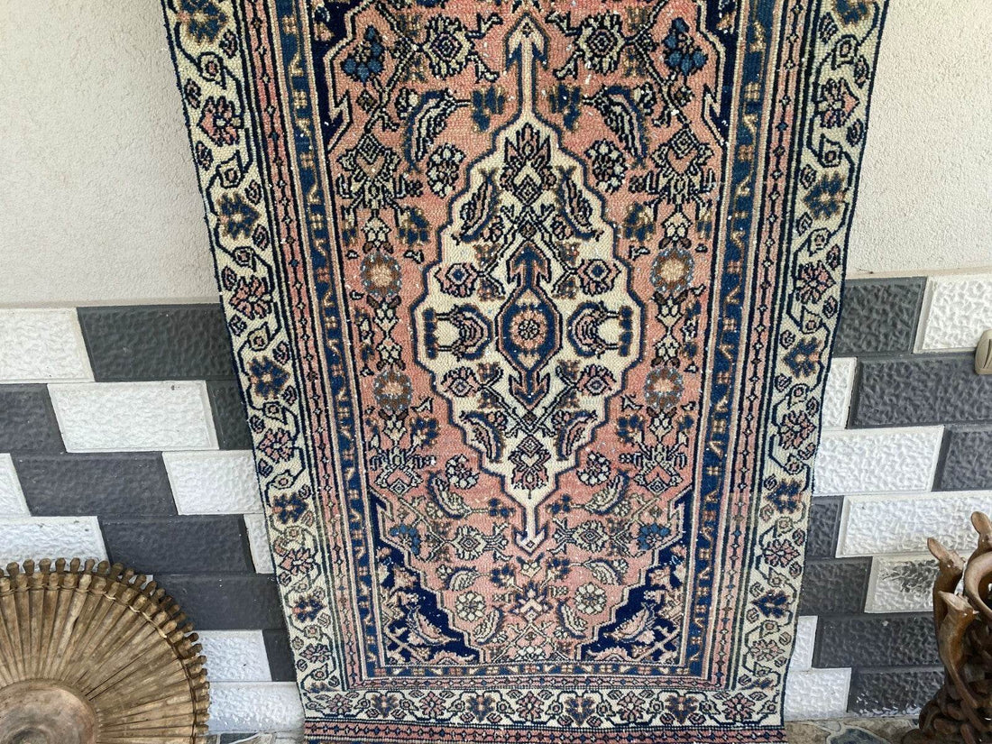 VINTAGE RUG HAND-KNOTTED Caucasian Tribal handmade wool antique farmhouse rug