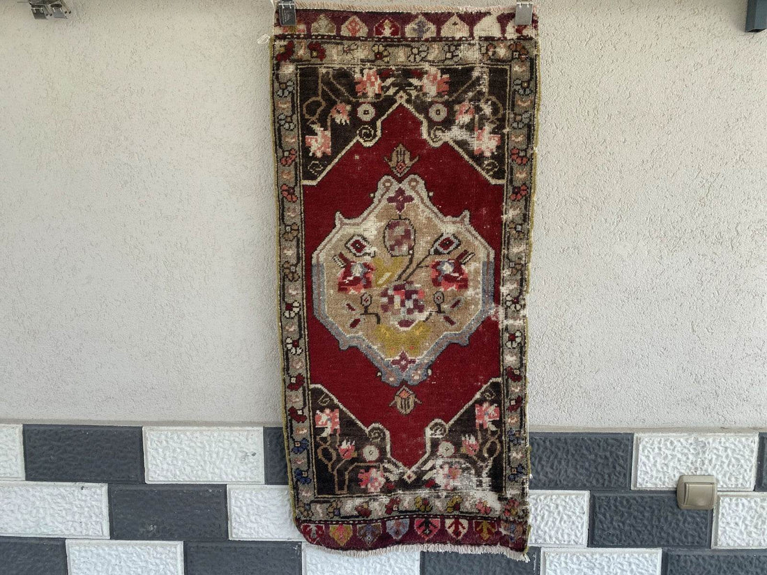 Handmade Turkish Vintage Rug | 1970s Tribal Wool Farmhouse Antique Small Carpet