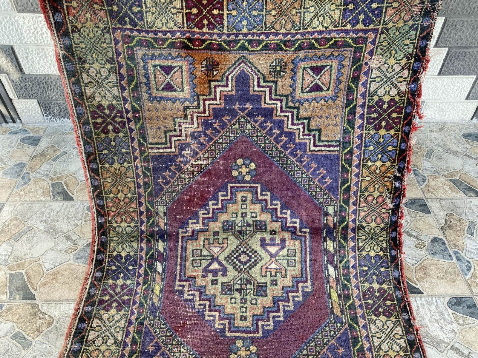 Handmade Turkish Vintage Rug | 1970s Tribal Wool Farmhouse Antique Area Carpet