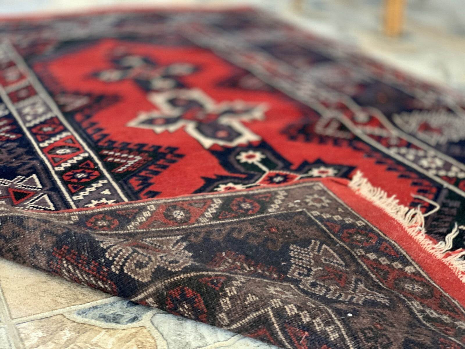 Vintage Turkish Rug | Antique Tribal Handmade Wool Farmhouse Carpet 4 x 6.14 ft