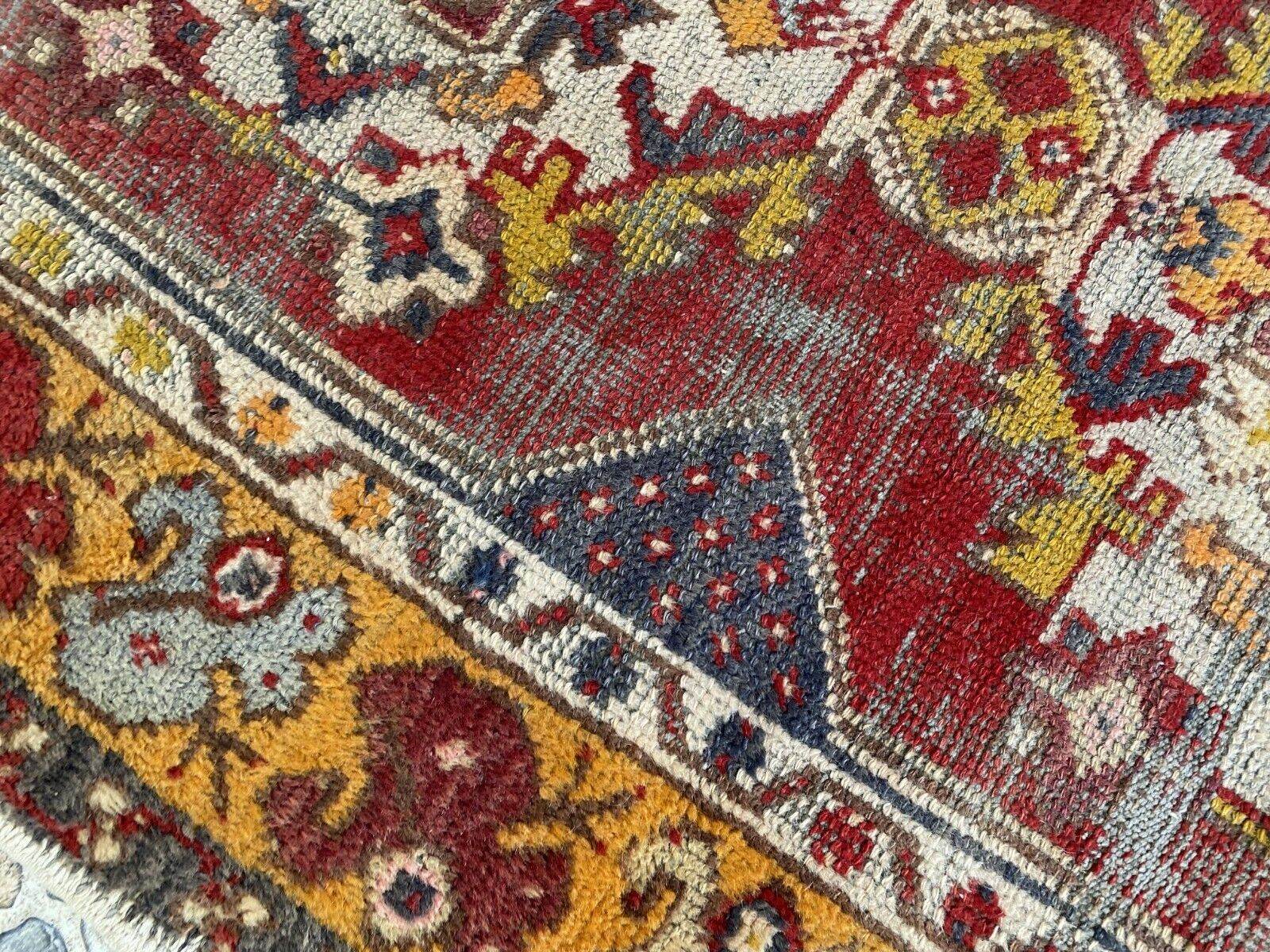 Vintage Turkish Wool Rug - Handmade Antique Red Oushak Kurdish Runner Rug 3x9 ft