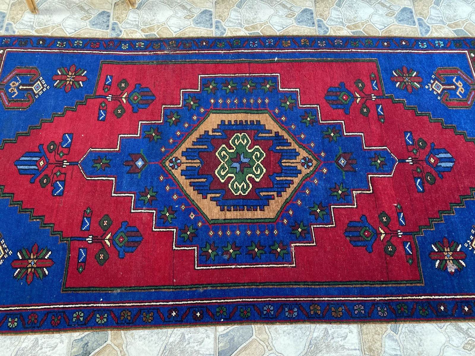 Vintage Rug | Wool Area Antique Farmhouse Anatolian Handmade Turkish Rug 4x7ft