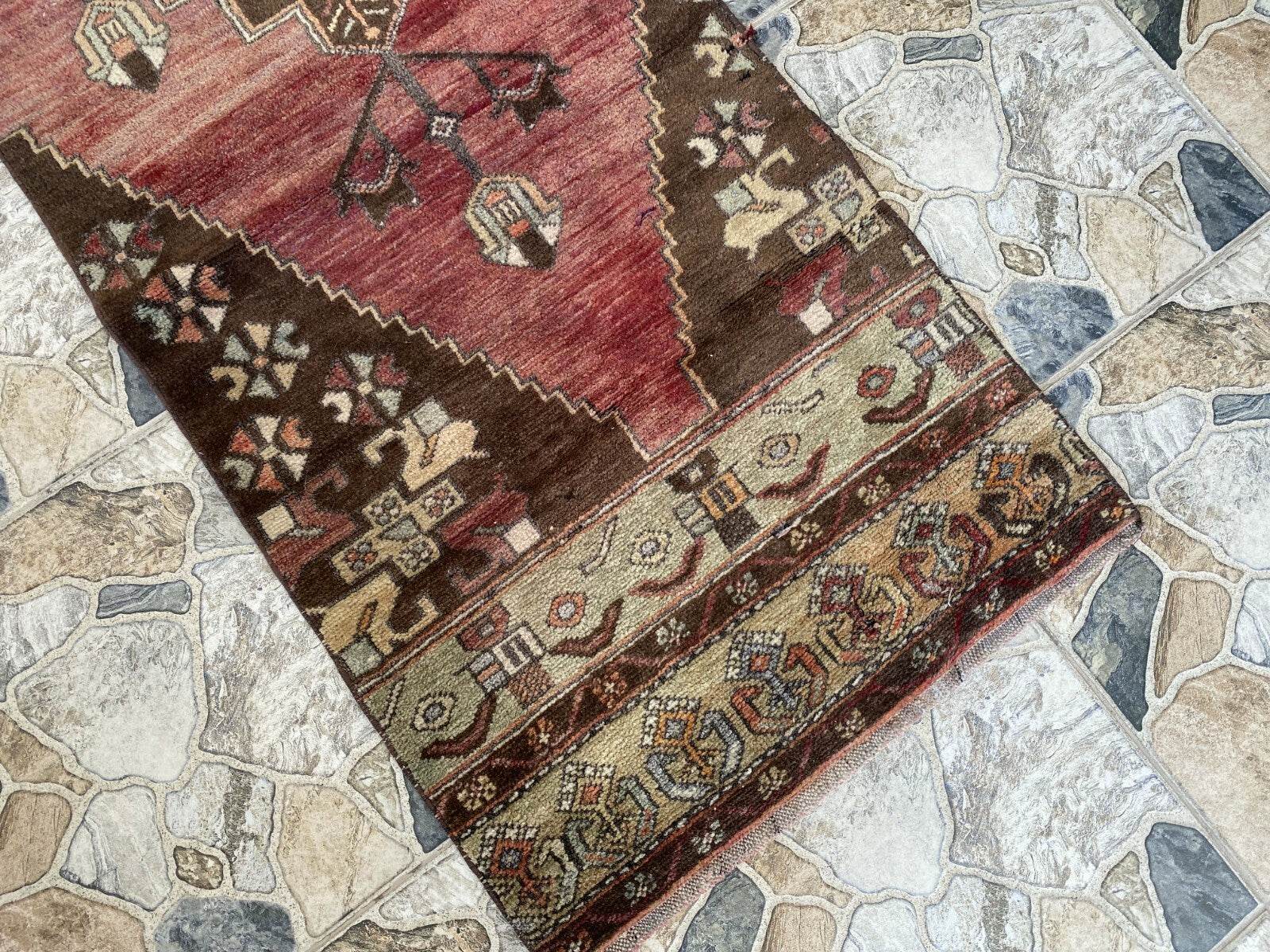 Vintage Rug | Farmhouse Antique Wool Anatolian Runner Handmade Turkish 2.1x8.6ft